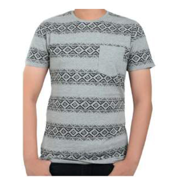 All over print (aop) men shortsleeves t-shirt with chest solid pocket (cotton polyester (TC))