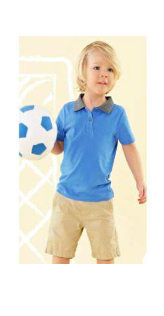 Boy polo shirt with contrasted collar, single Jersey (cotton spandex)