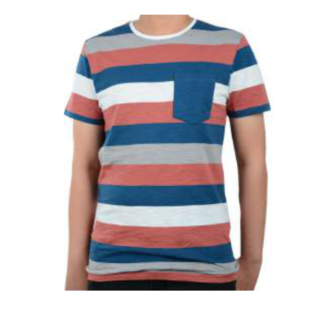Men engineer stripes shortsleeve with chest pocket (100% cotton)
