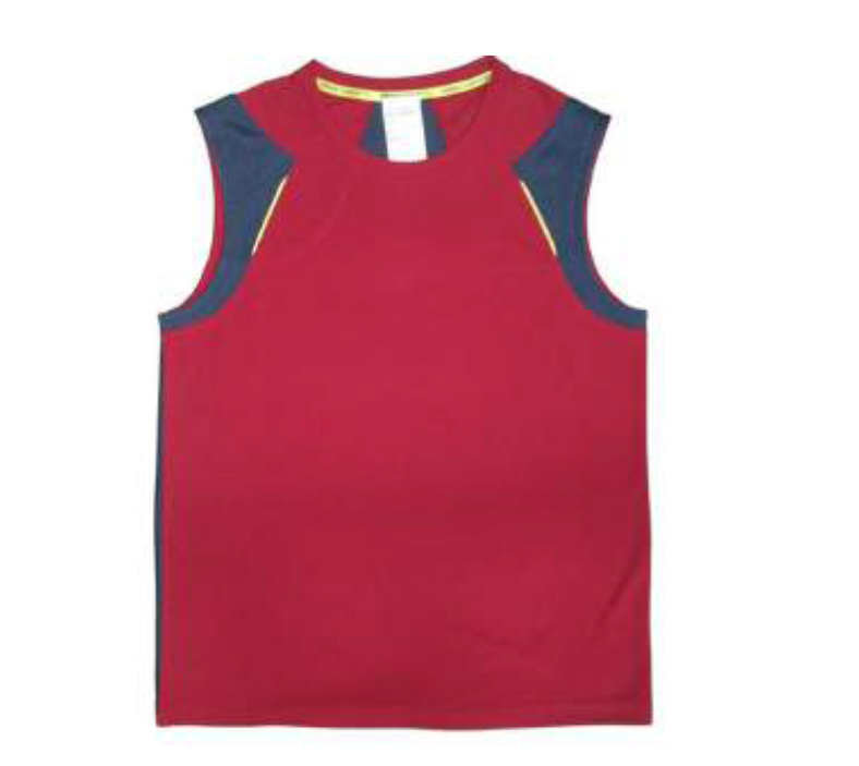 Men sleeveless sportswear top with shoulder contrast color inserts (100% polyester)